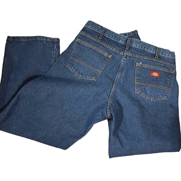 Dickies Mens Blue Jeans Sz 38 x 30 Boot Cut Dark Rinse Denim - Picture 3 of 9